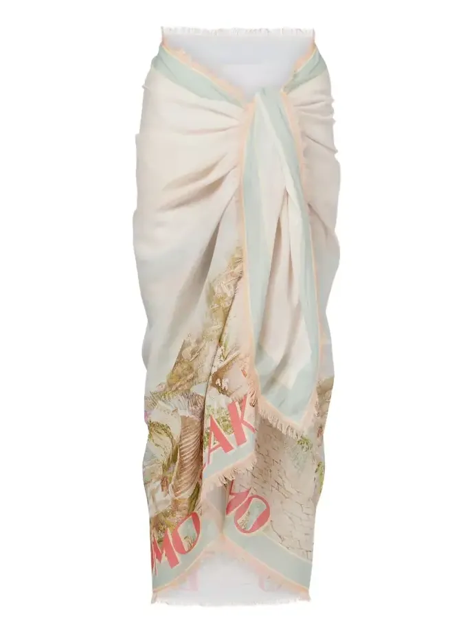 Como printed cotton beach cover-up