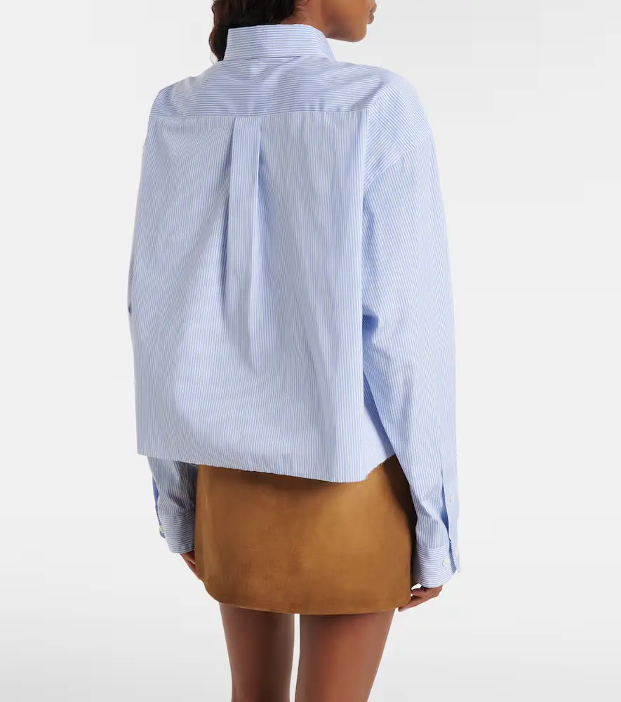 Miu Miu Pinstripe cropped cotton poplin shirt | Thumbnail 4 Miu Miu Pinstripe cropped cotton poplin shirt | Thumbnail 4