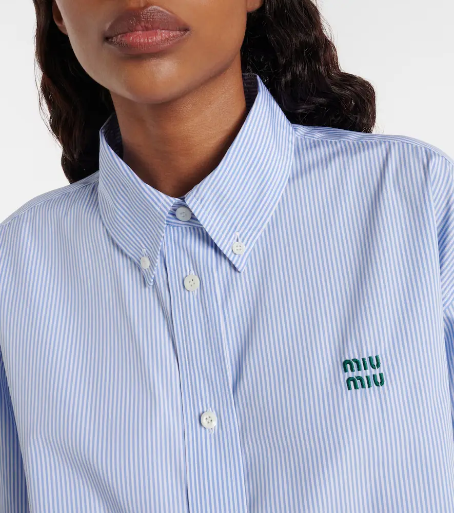 Miu Miu Pinstripe cropped cotton poplin shirt | Thumbnail 5 Miu Miu Pinstripe cropped cotton poplin shirt | Thumbnail 5