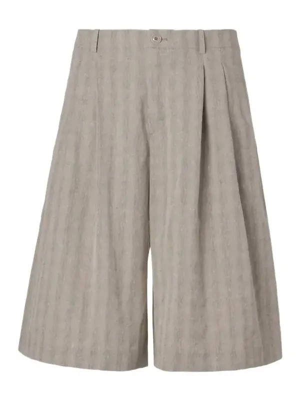 Split striped cotton and linen-blend capri pants Split striped cotton and linen-blend capri pants
