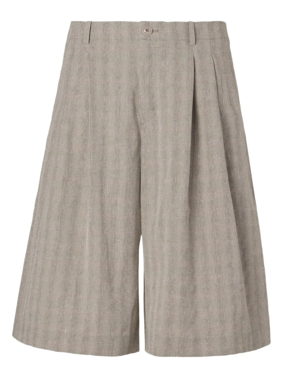 Split striped cotton and linen-blend capri pants Split striped cotton and linen-blend capri pants
