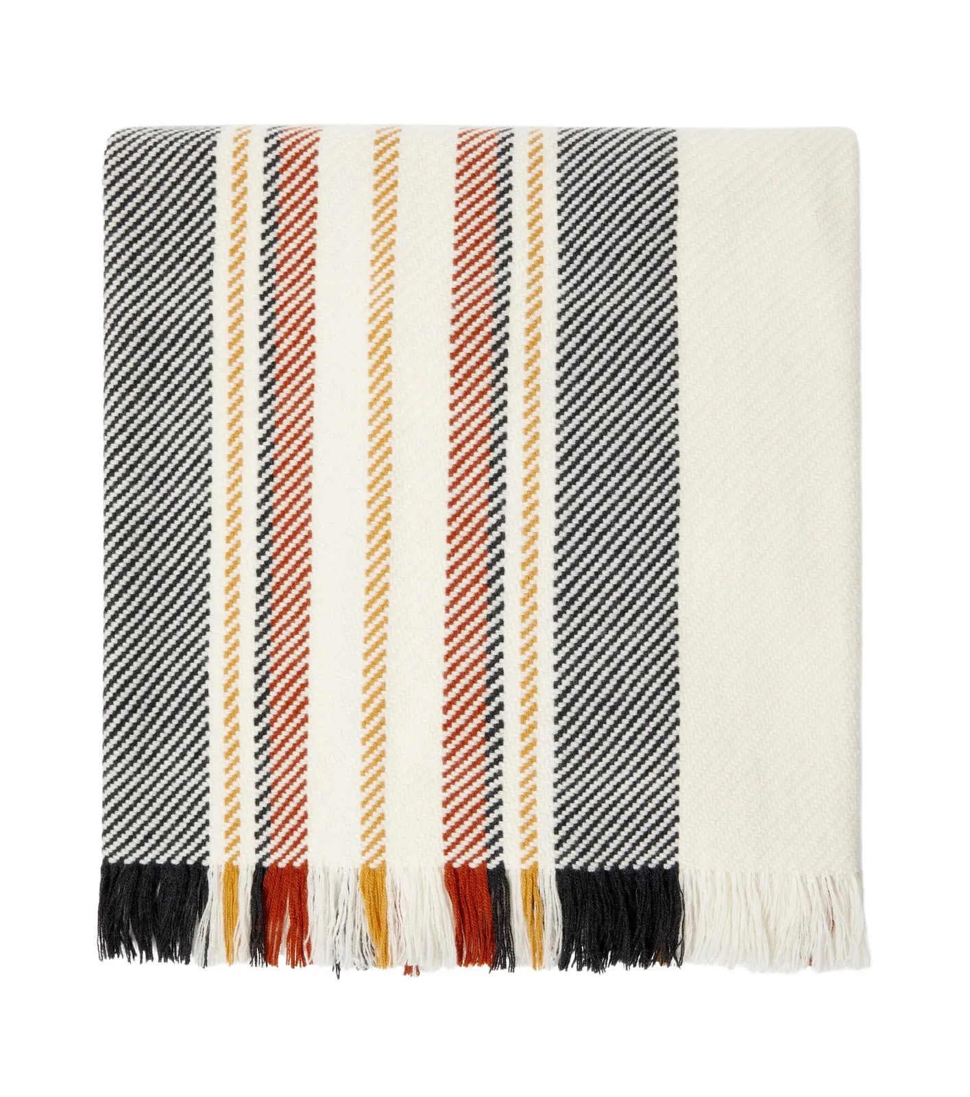 Loro Piana Fringed striped cashmere blanket