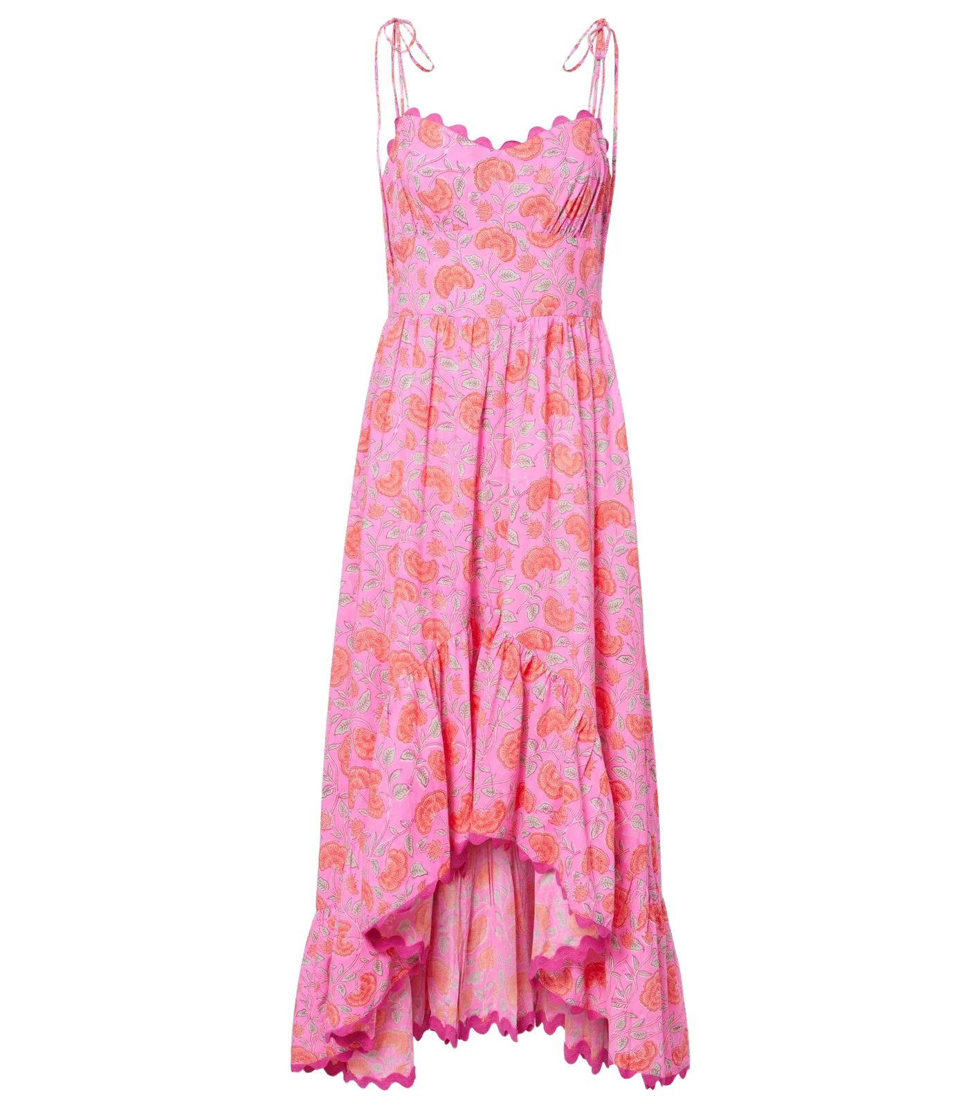 Asymmetric floral cotton midi dress Asymmetric floral cotton midi dress