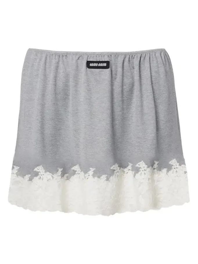 Lace-trimmed silk miniskirt Lace-trimmed silk miniskirt