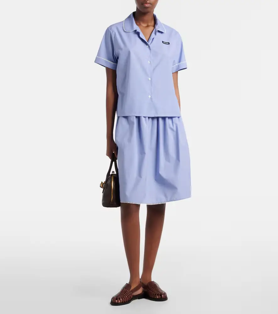Miu Miu Gingham lace-trimmed cotton midi skirt | Thumbnail 2 Miu Miu Gingham lace-trimmed cotton midi skirt | Thumbnail 2