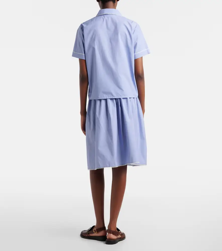 Miu Miu Gingham lace-trimmed cotton midi skirt | Thumbnail 3 Miu Miu Gingham lace-trimmed cotton midi skirt | Thumbnail 3