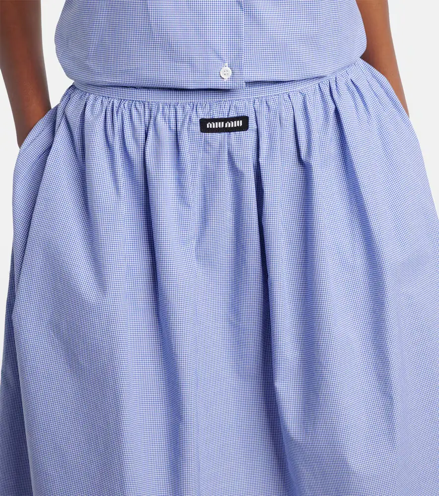 Miu Miu Gingham lace-trimmed cotton midi skirt | Thumbnail 4 Miu Miu Gingham lace-trimmed cotton midi skirt | Thumbnail 4