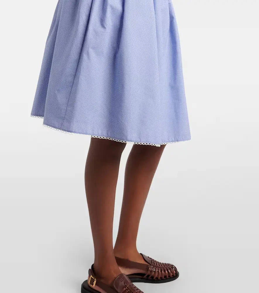 Miu Miu Gingham lace-trimmed cotton midi skirt | Thumbnail 5 Miu Miu Gingham lace-trimmed cotton midi skirt | Thumbnail 5