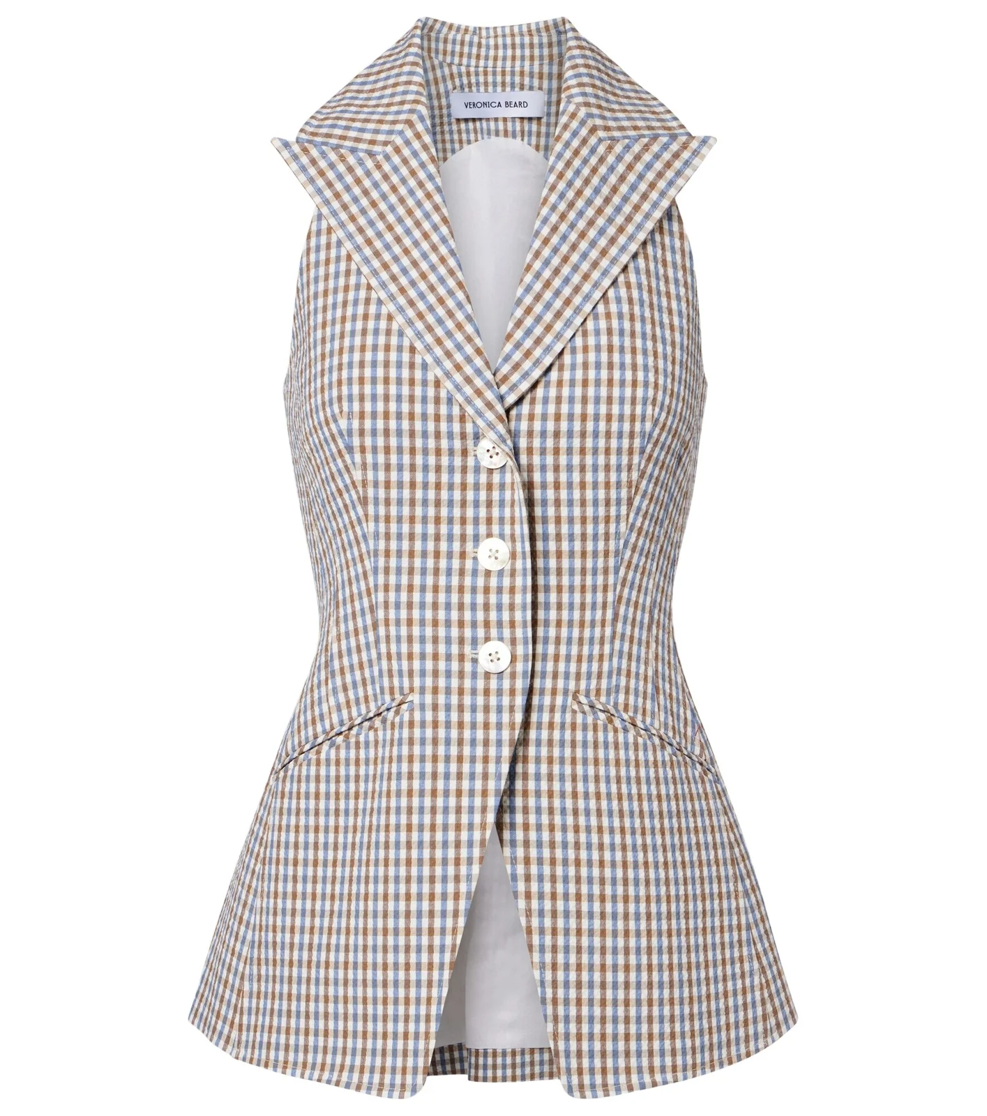 Gingham cotton seersucker vest Gingham cotton seersucker vest