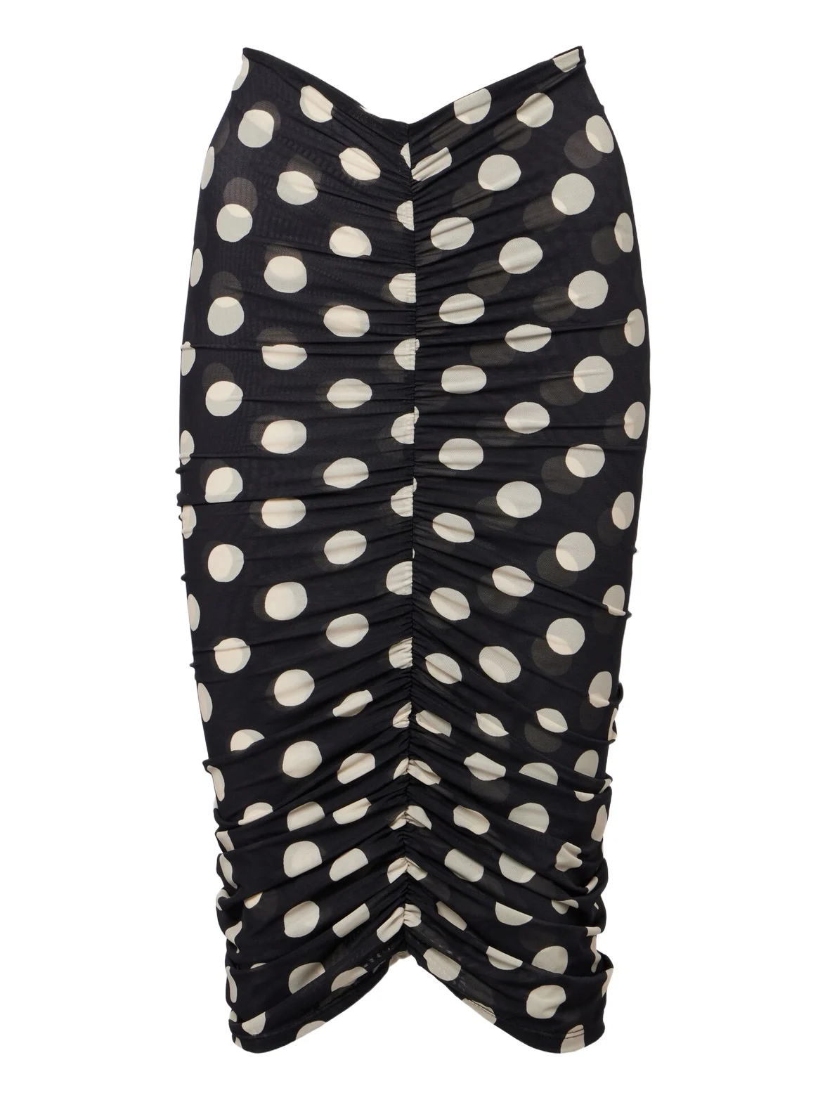 Polka-dot ruched mesh midi skirt Polka-dot ruched mesh midi skirt