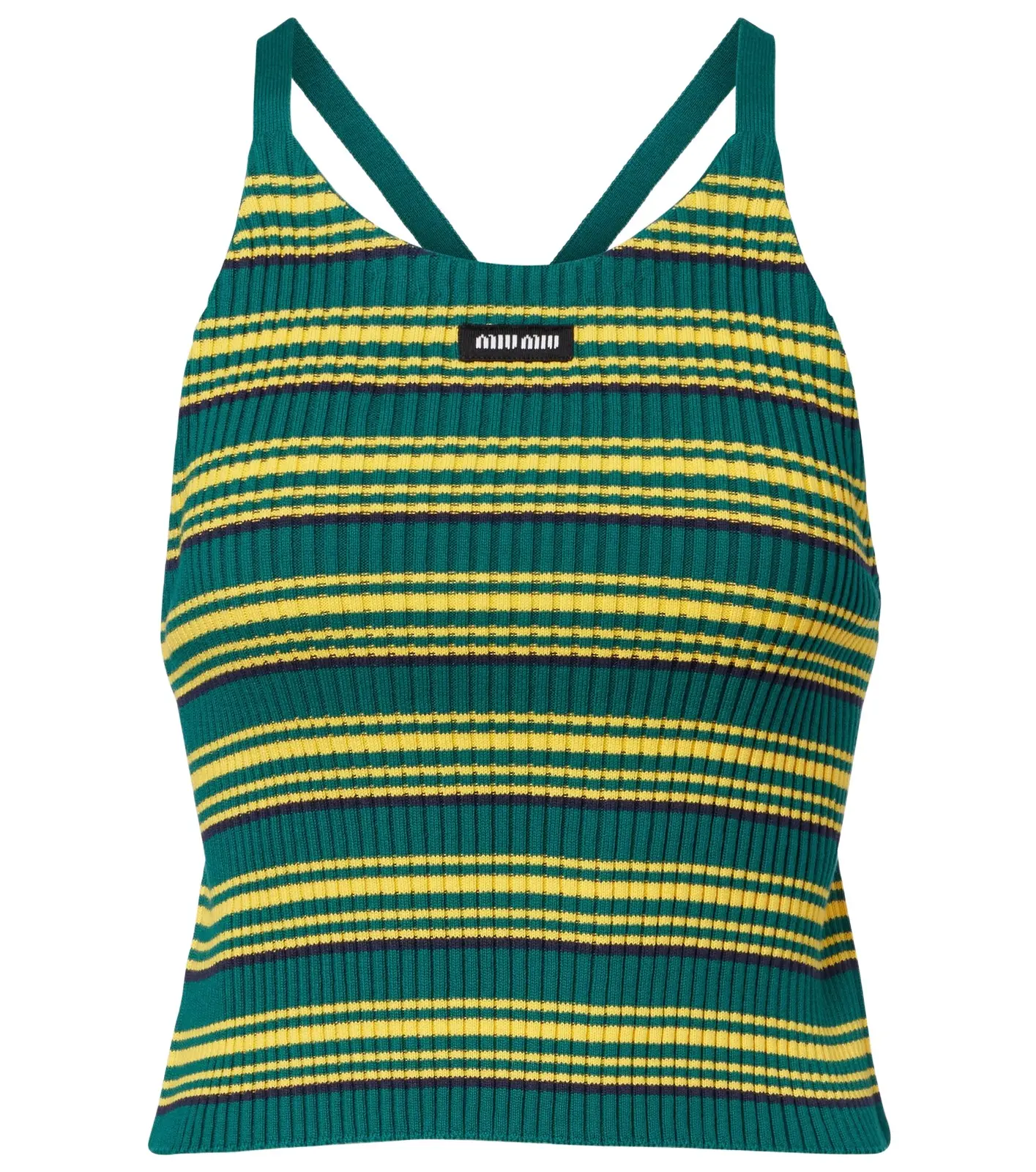Miu Miu Ribbed-knit striped cotton-blend top