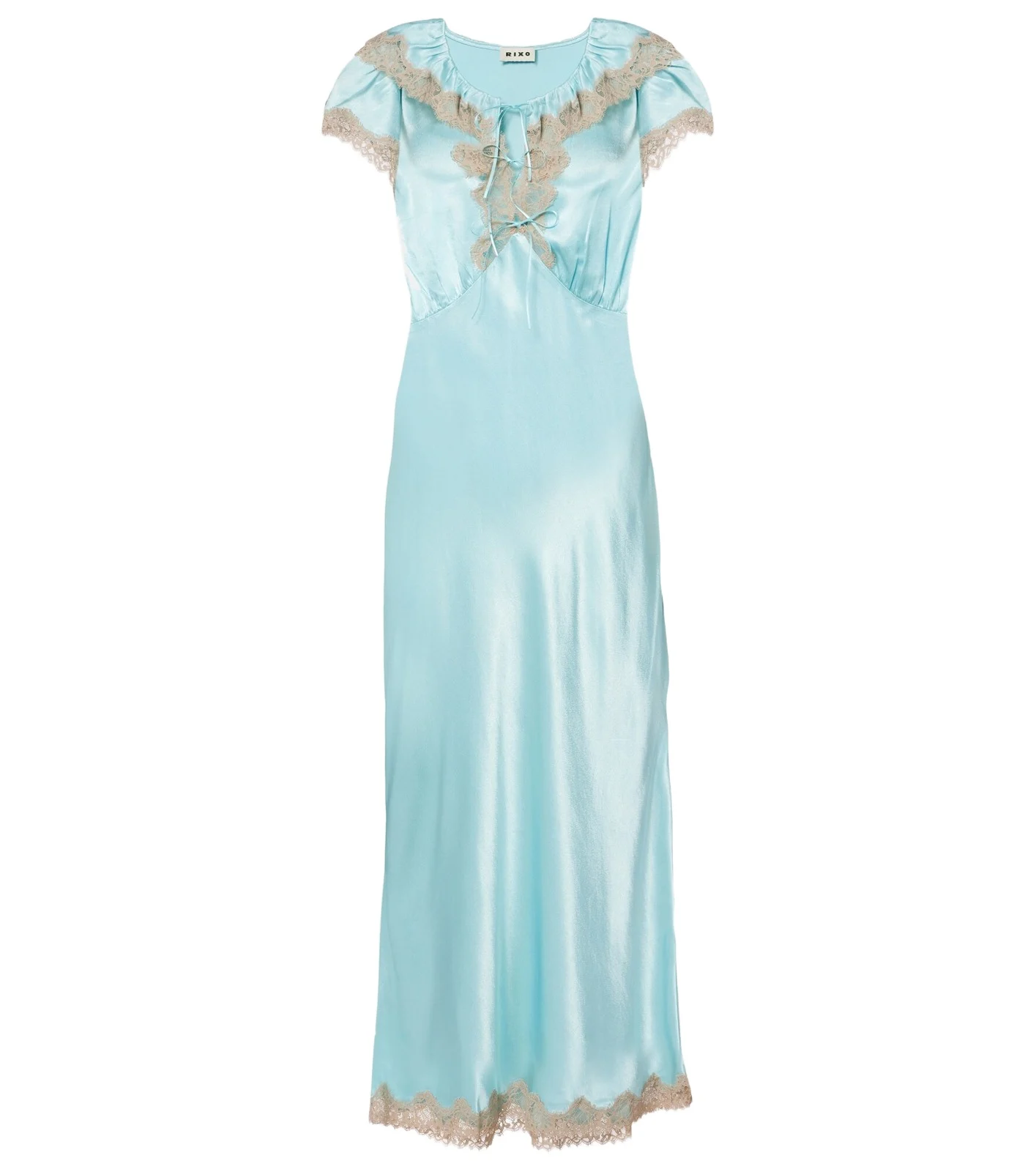 Viviene lace-trimmed satin midi dress