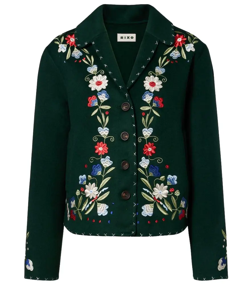 Rixo Jude embroidered floral wool-blend jacket | Image 1 Rixo Jude embroidered floral wool-blend jacket | Image 1