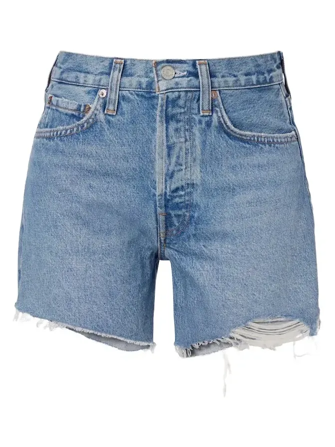 Parker Long distressed denim shorts