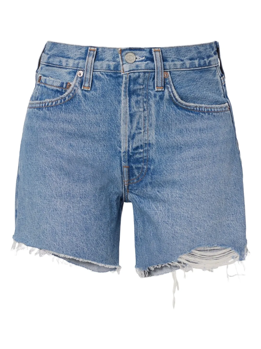 AGOLDE Parker Long distressed denim shorts