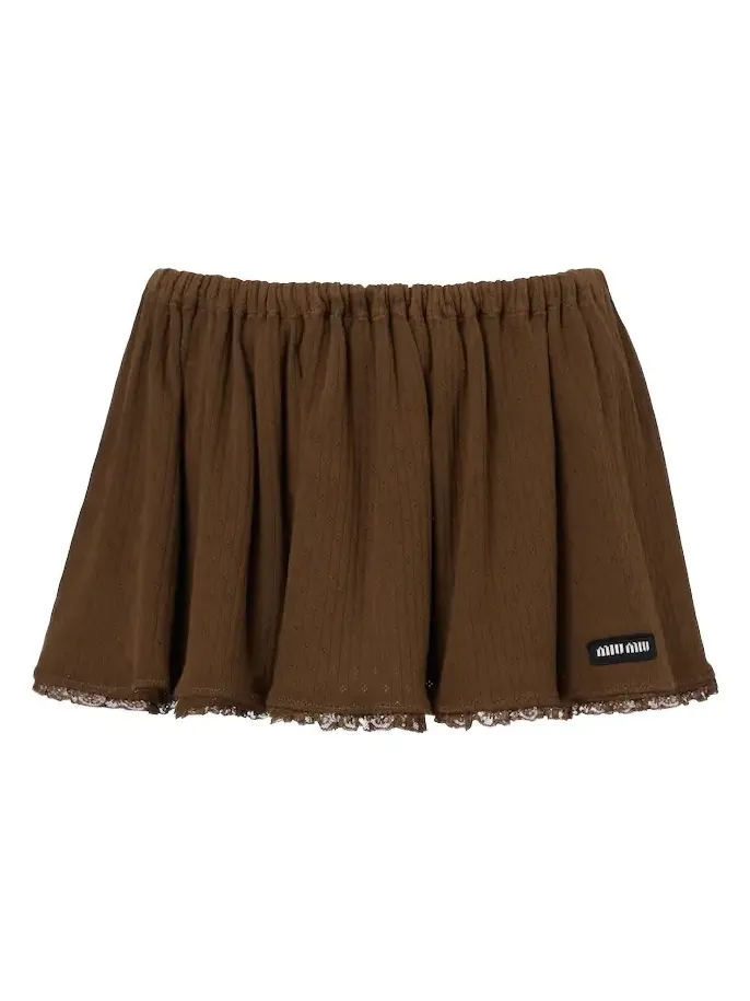 Miu Miu Lace-trimmed pointelle cotton miniskirt