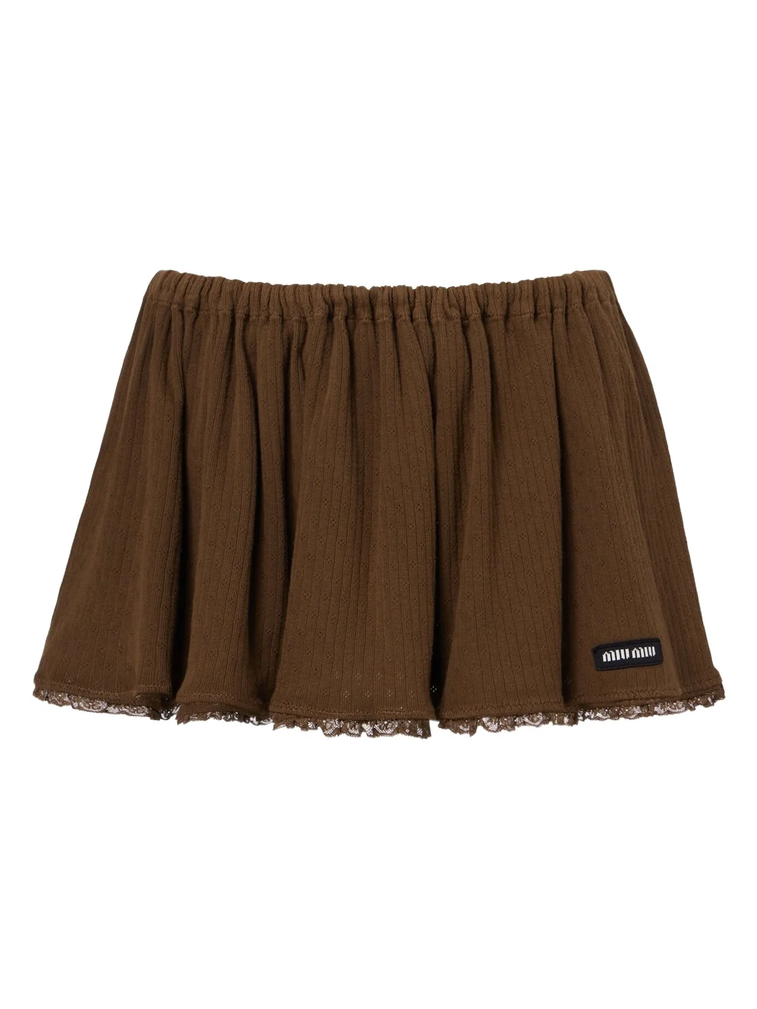 Lace-trimmed pointelle cotton miniskirt Lace-trimmed pointelle cotton miniskirt