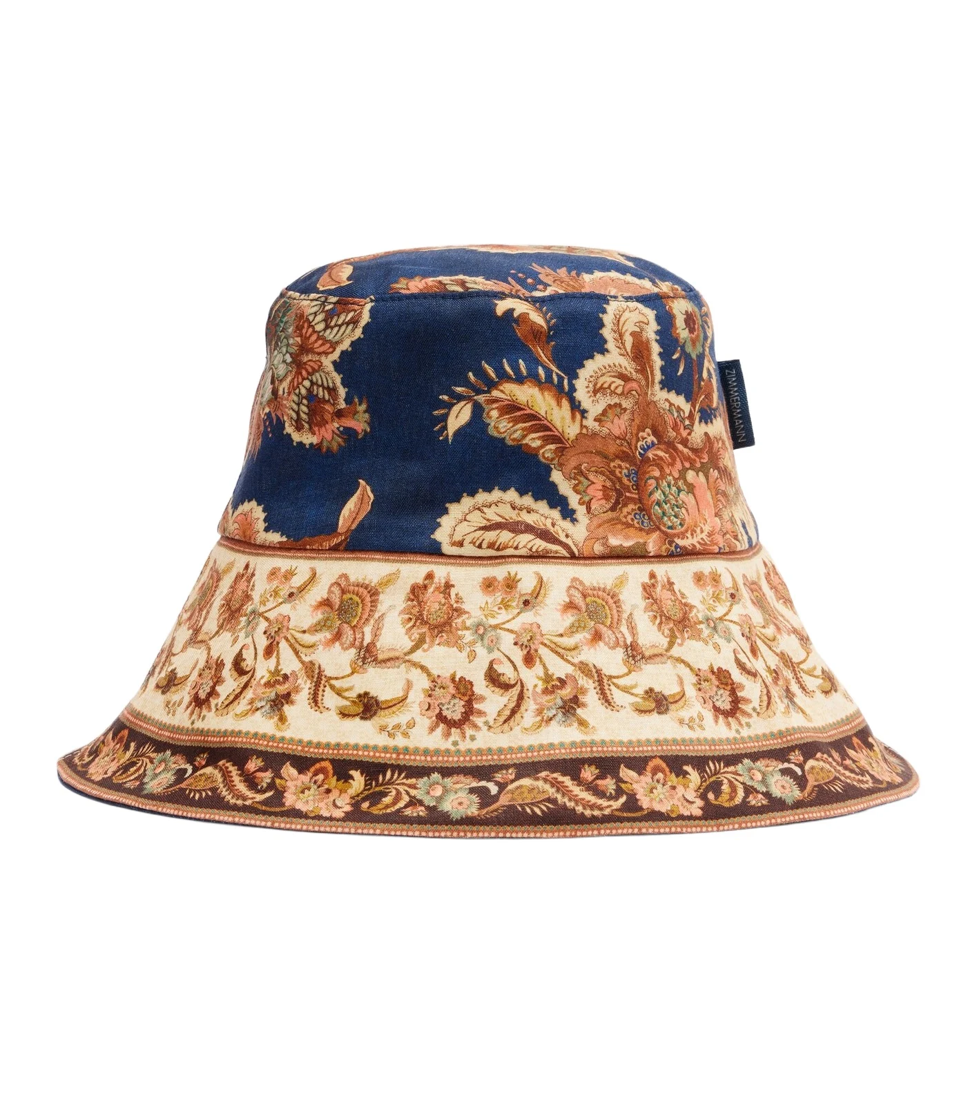 Reversible printed linen bucket hat