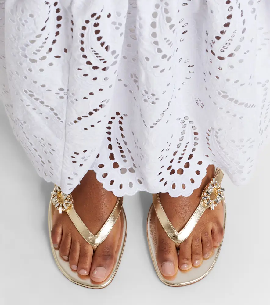 Roger Vivier Embellished metallic leather thong sandals | Thumbnail 6