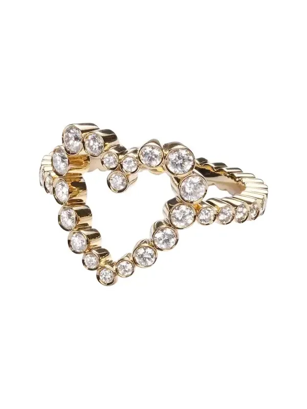 Ensemble Coeur 18kt gold signet ring with diamonds