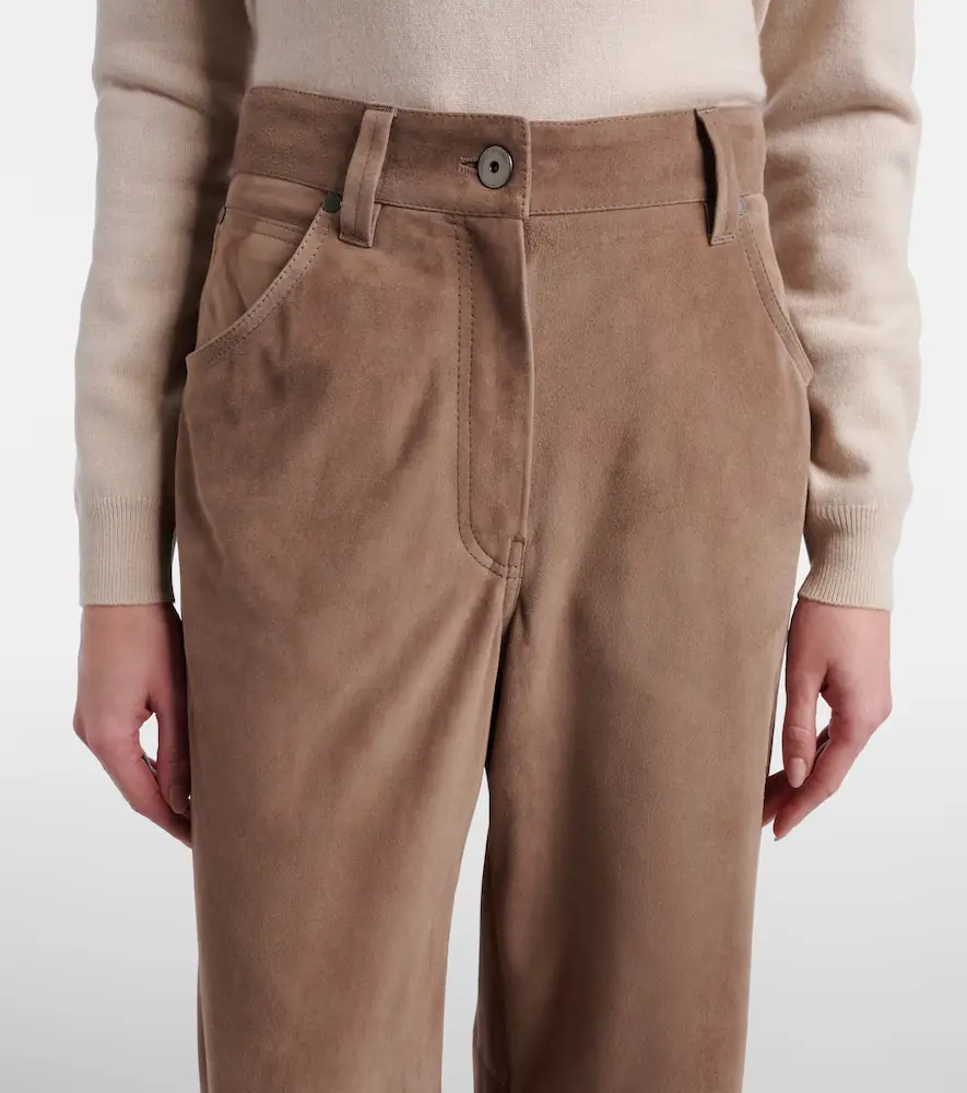 Brunello Cucinelli Suede wide-leg pants | Thumbnail 3 Brunello Cucinelli Suede wide-leg pants | Thumbnail 3