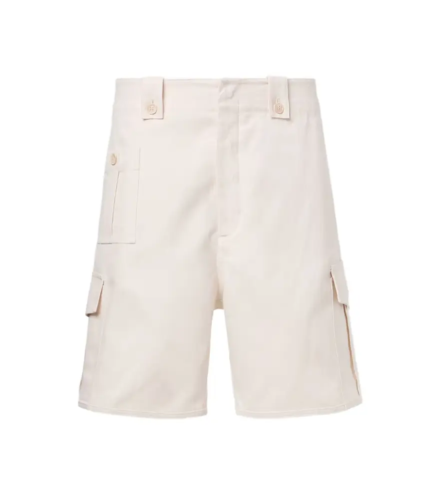 Cotton and linen canvas cargo shorts