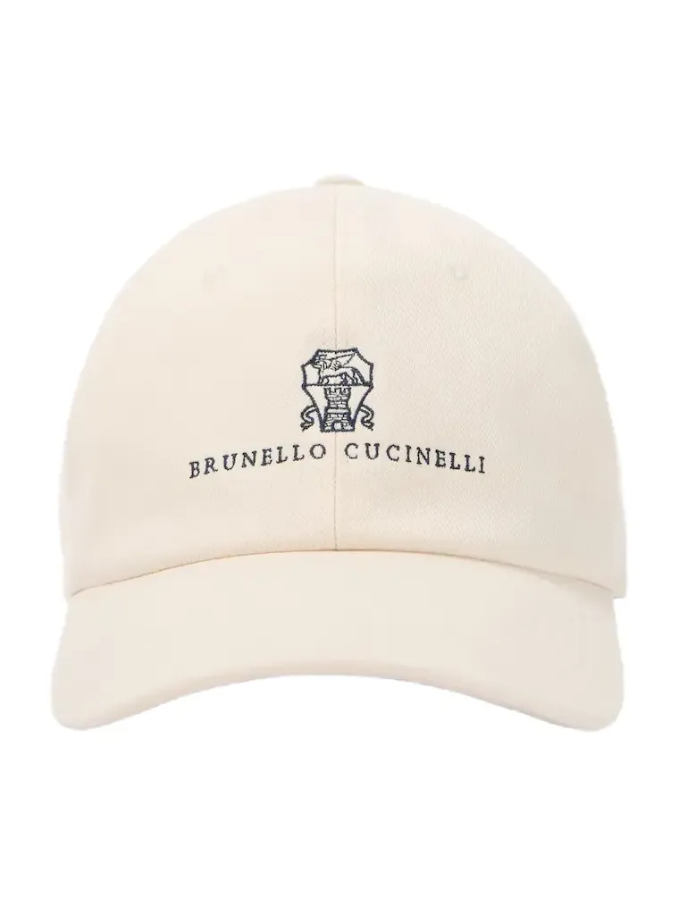 Brunello Cucinelli Logo leather-trimmed twill baseball cap