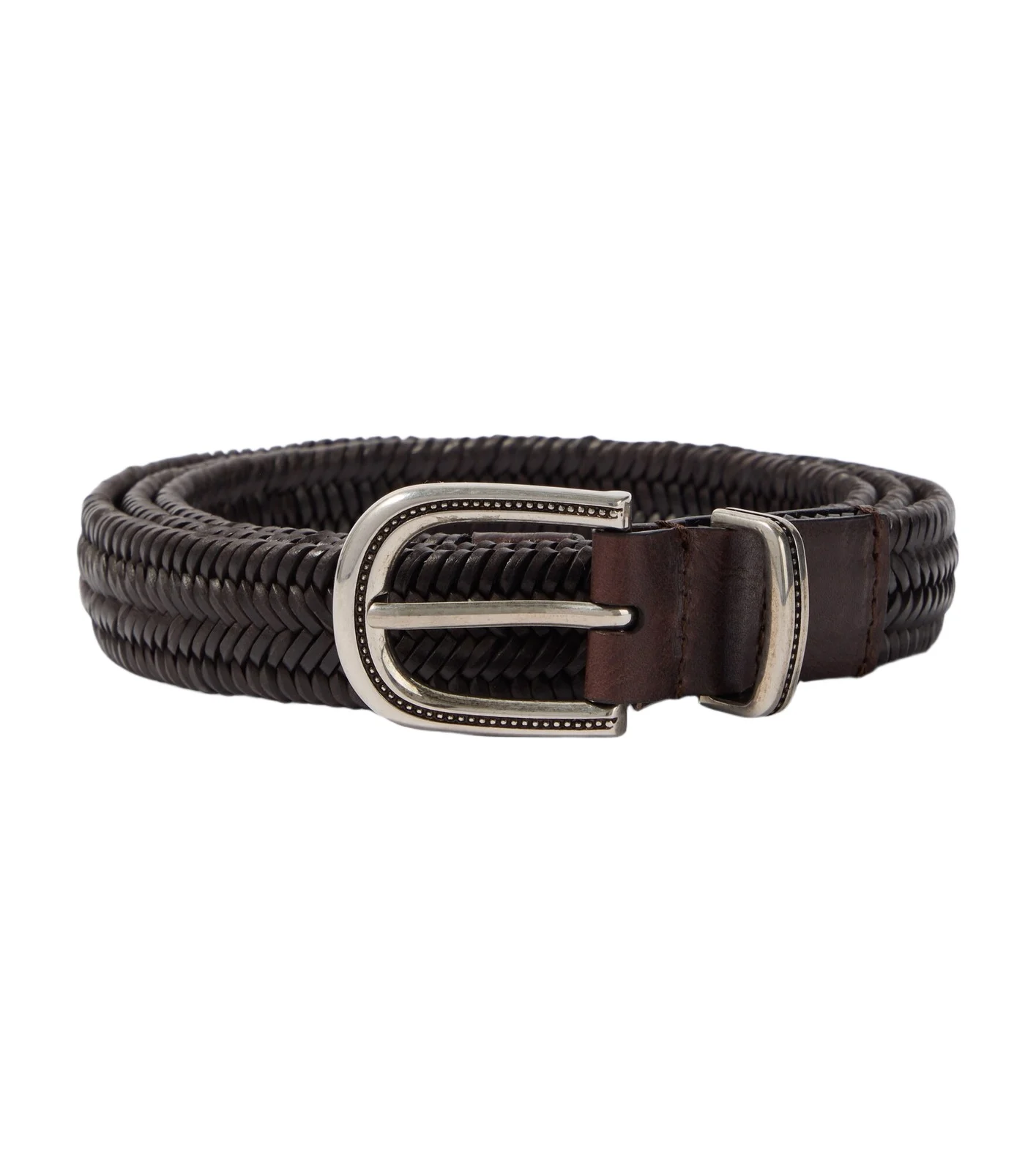 Woven leather belt