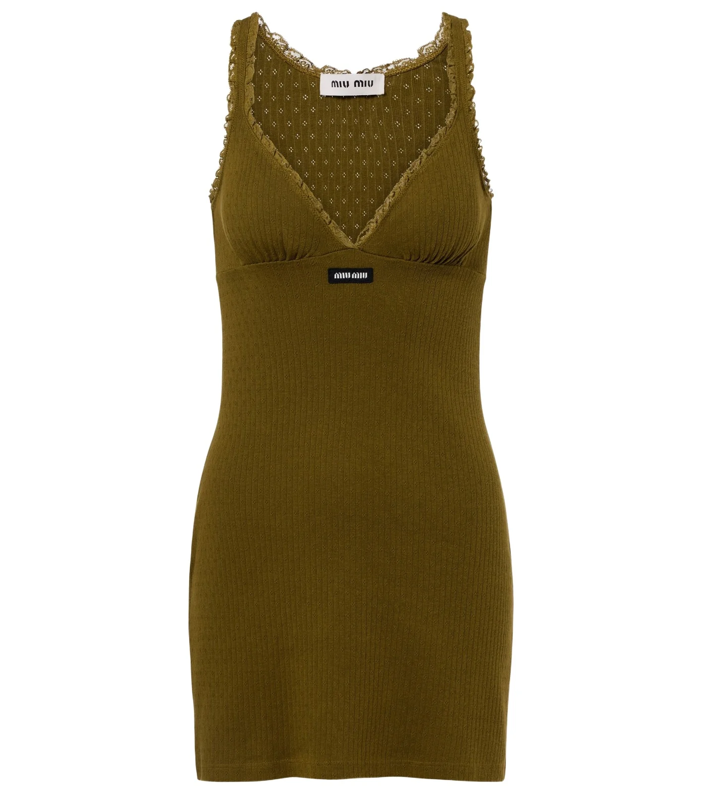 Lace-trimmed pointelle cotton minidress Lace-trimmed pointelle cotton minidress