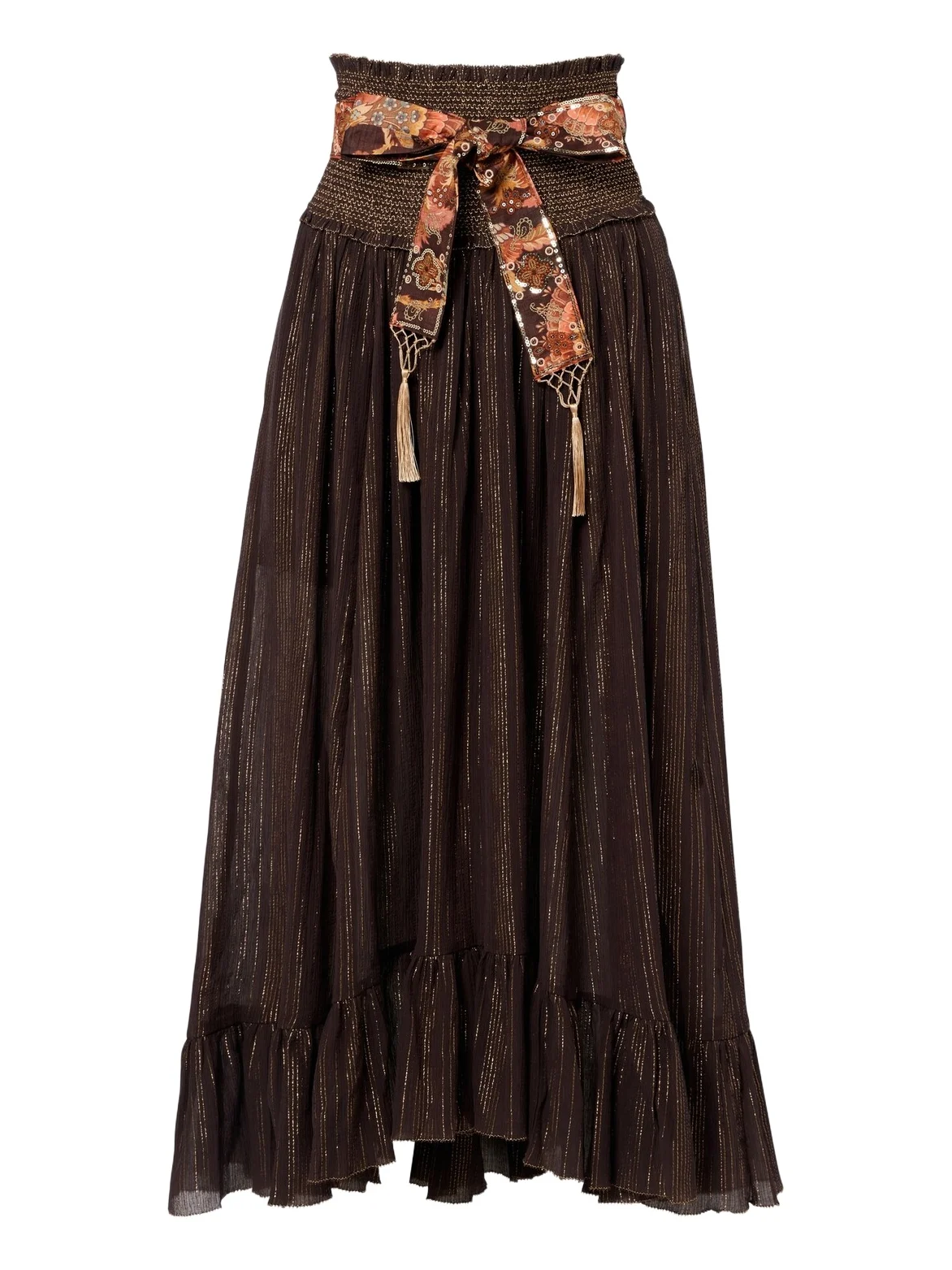 Aster shirred cotton and silk lamé midi skirt Aster shirred cotton and silk lamé midi skirt