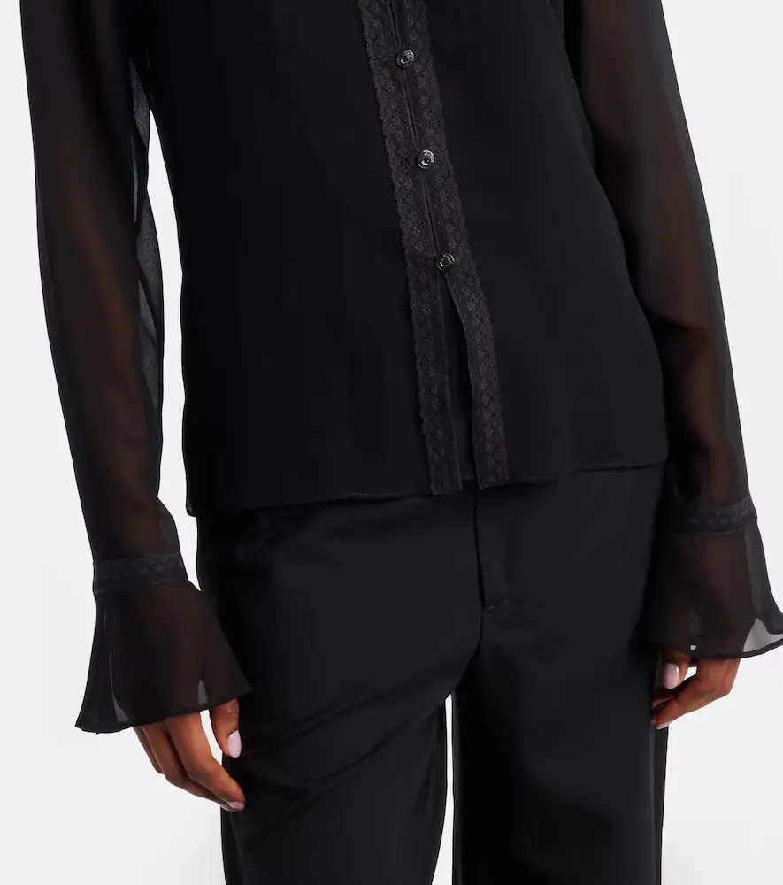 Gucci Lace-trimmed silk georgette shirt | Thumbnail 2 Gucci Lace-trimmed silk georgette shirt | Thumbnail 2