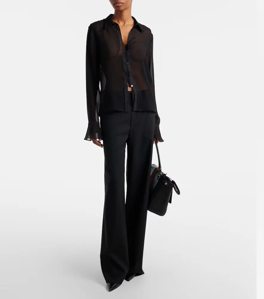 Gucci Lace-trimmed silk georgette shirt | Thumbnail 3 Gucci Lace-trimmed silk georgette shirt | Thumbnail 3