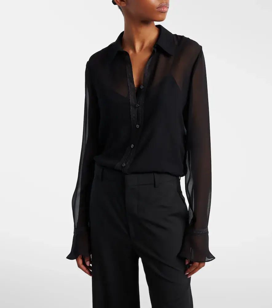 Gucci Lace-trimmed silk georgette shirt | Thumbnail 4 Gucci Lace-trimmed silk georgette shirt | Thumbnail 4