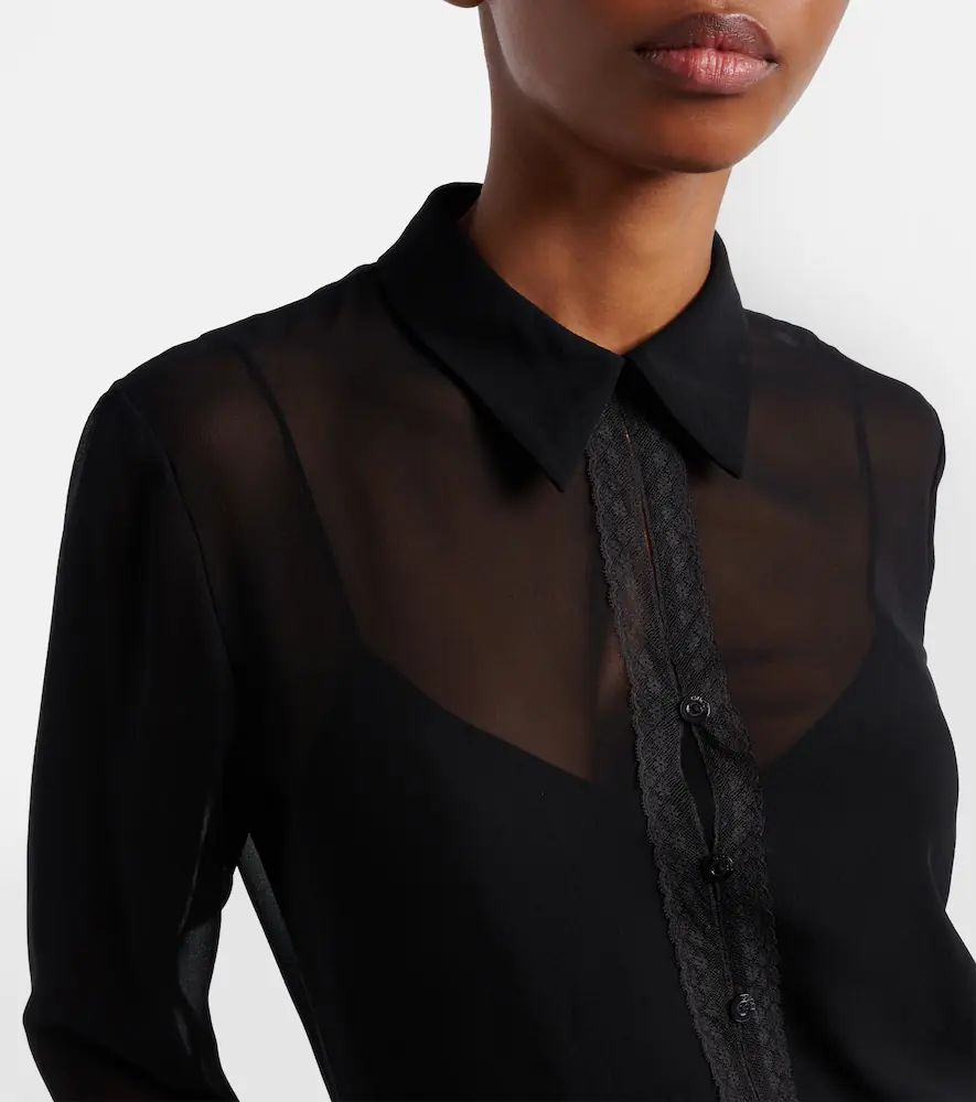 Gucci Lace-trimmed silk georgette shirt | Thumbnail 6 Gucci Lace-trimmed silk georgette shirt | Thumbnail 6