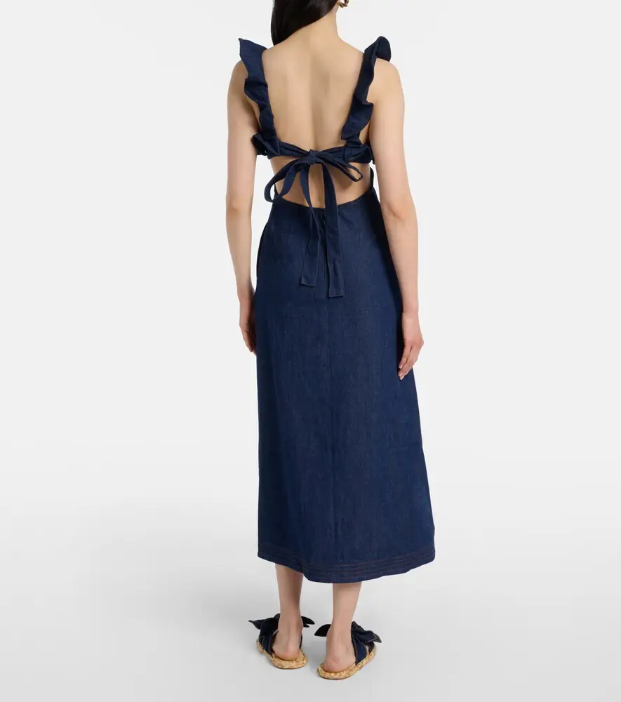 Zimmermann Aster ruffled denim midi dress | Thumbnail 5 Zimmermann Aster ruffled denim midi dress | Thumbnail 5
