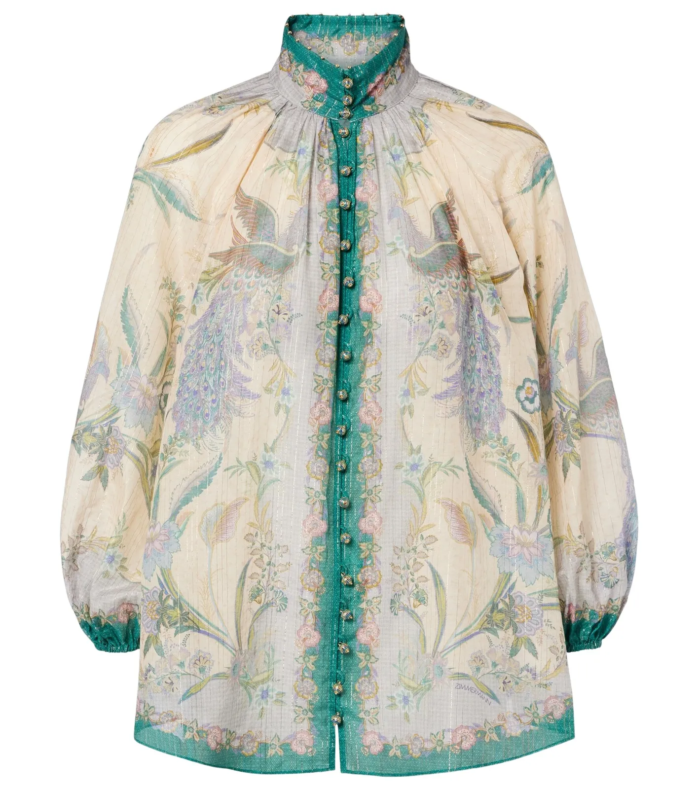 Indra printed cotton and silk-blend blouse Indra printed cotton and silk-blend blouse