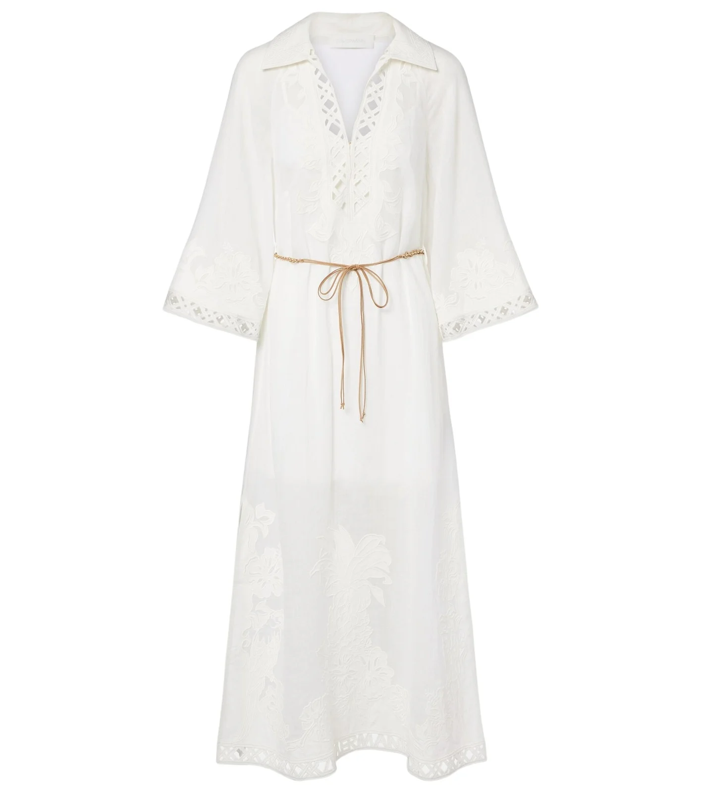Indra embroidered ramie midi dress Indra embroidered ramie midi dress
