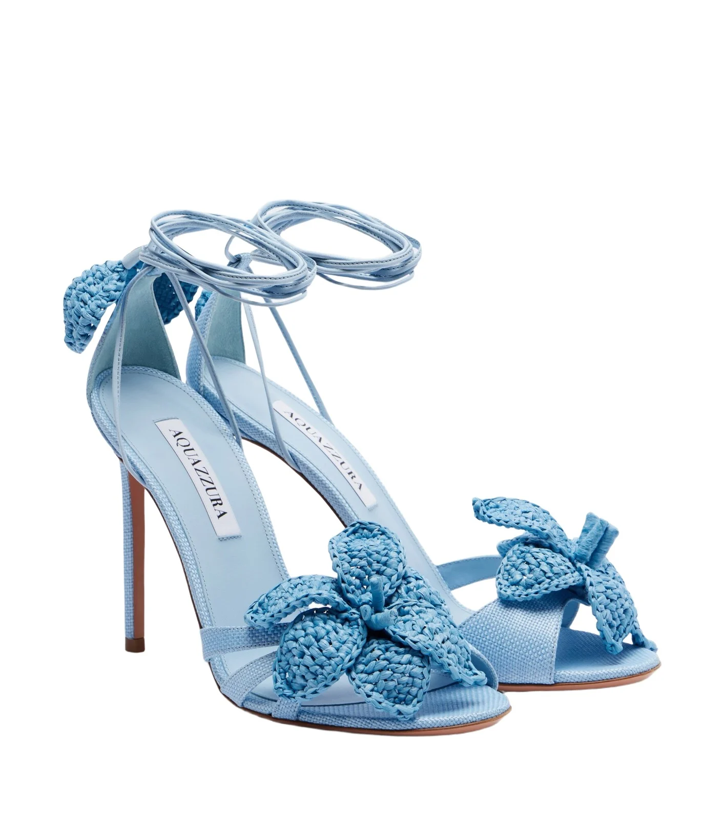 Aquazzura Calypso floral-appliqué raffia sandals