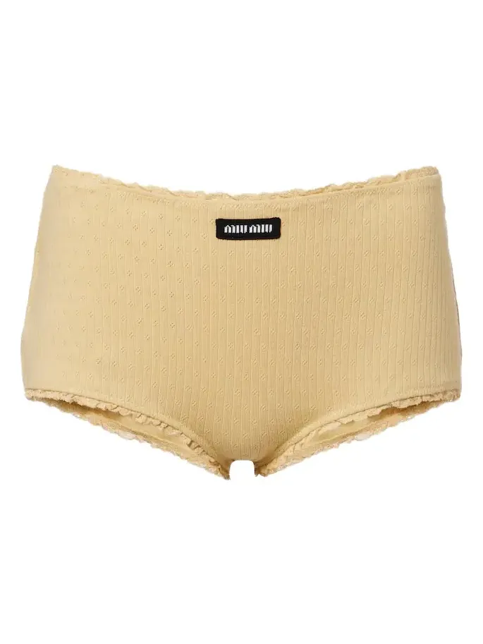 Miu Miu Pointelle cotton micro shorts