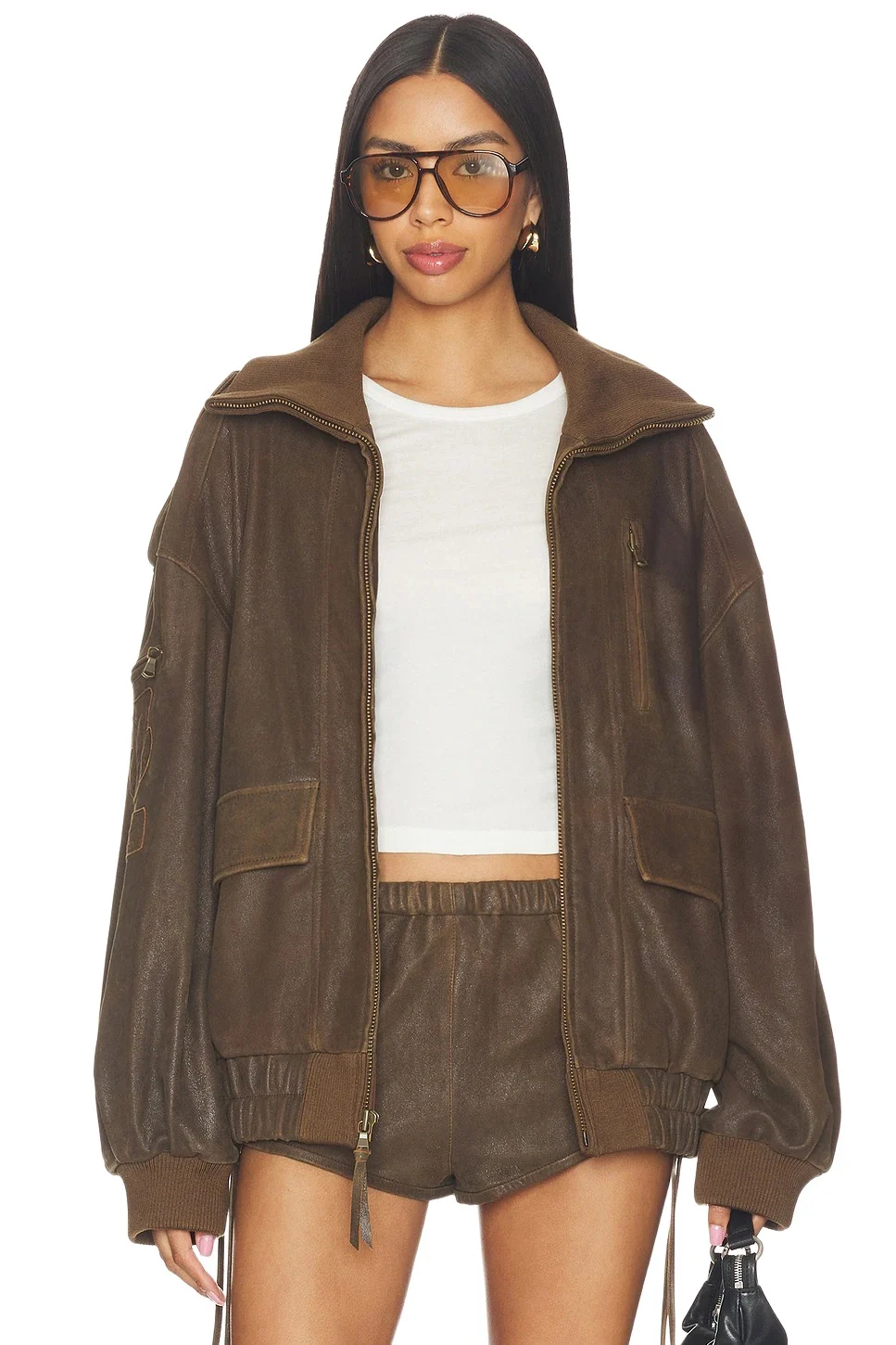 SPELL Fontaine Leather Bomber Jacket