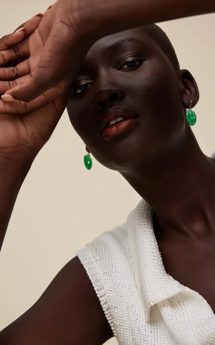TEN THOUSAND THINGS Small O'Keefe 18K Yellow Gold Chrysoprase Earrings | Thumbnail 2