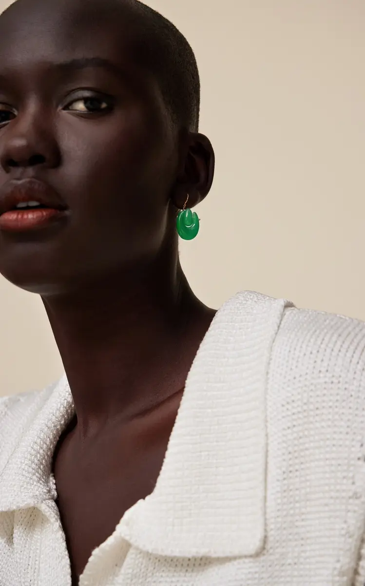 TEN THOUSAND THINGS Small O'Keefe 18K Yellow Gold Chrysoprase Earrings | Thumbnail 3