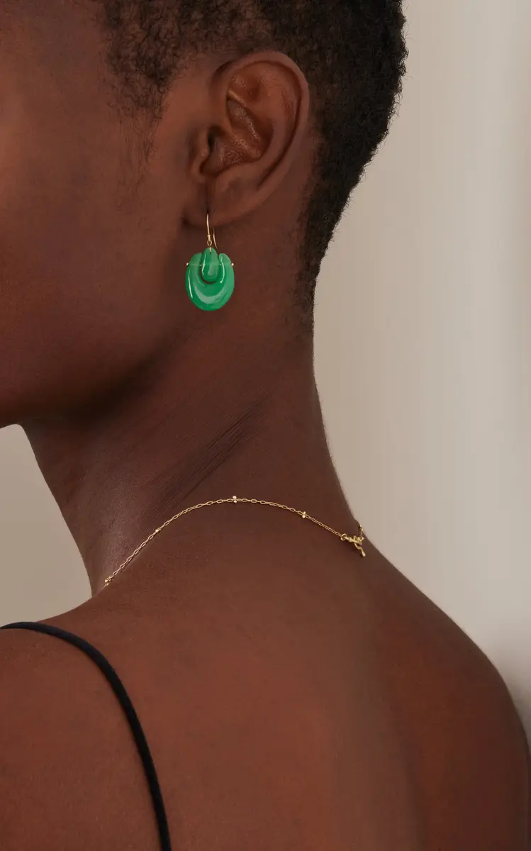 TEN THOUSAND THINGS Small O'Keefe 18K Yellow Gold Chrysoprase Earrings | Thumbnail 4
