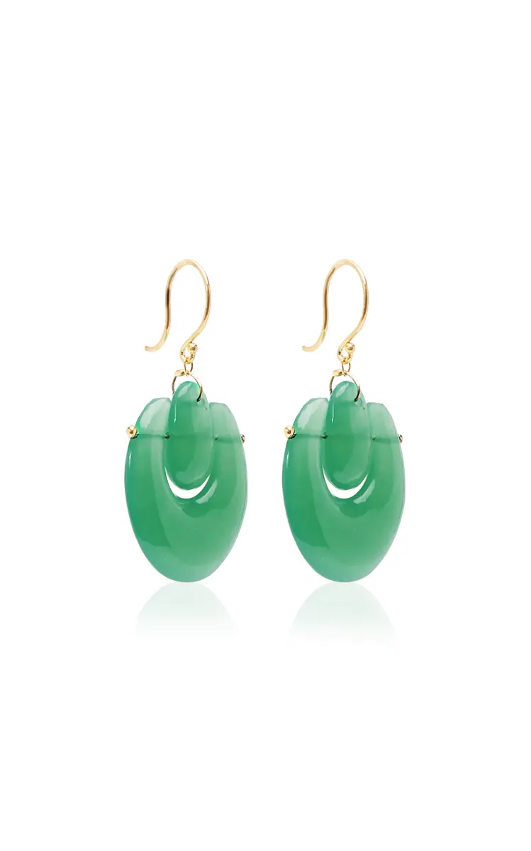TEN THOUSAND THINGS Small O'Keefe 18K Yellow Gold Chrysoprase Earrings | Thumbnail 5