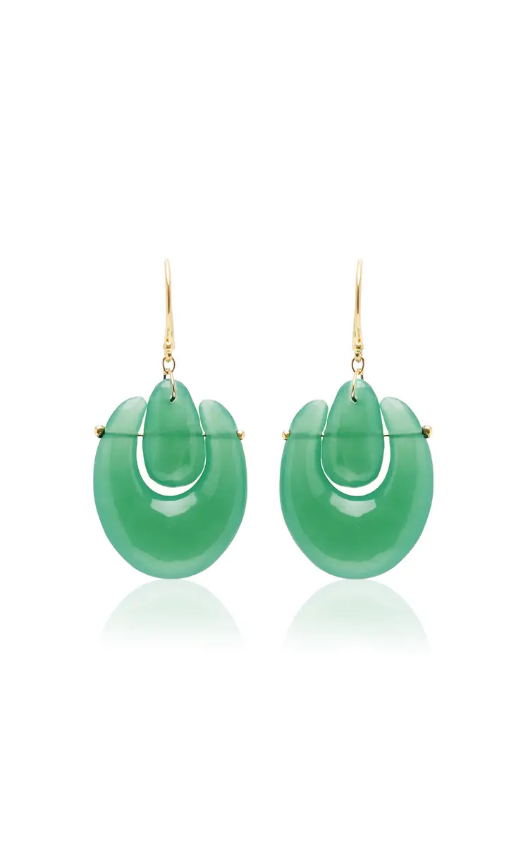 TEN THOUSAND THINGS Small O'Keefe 18K Yellow Gold Chrysoprase Earrings | Thumbnail 6