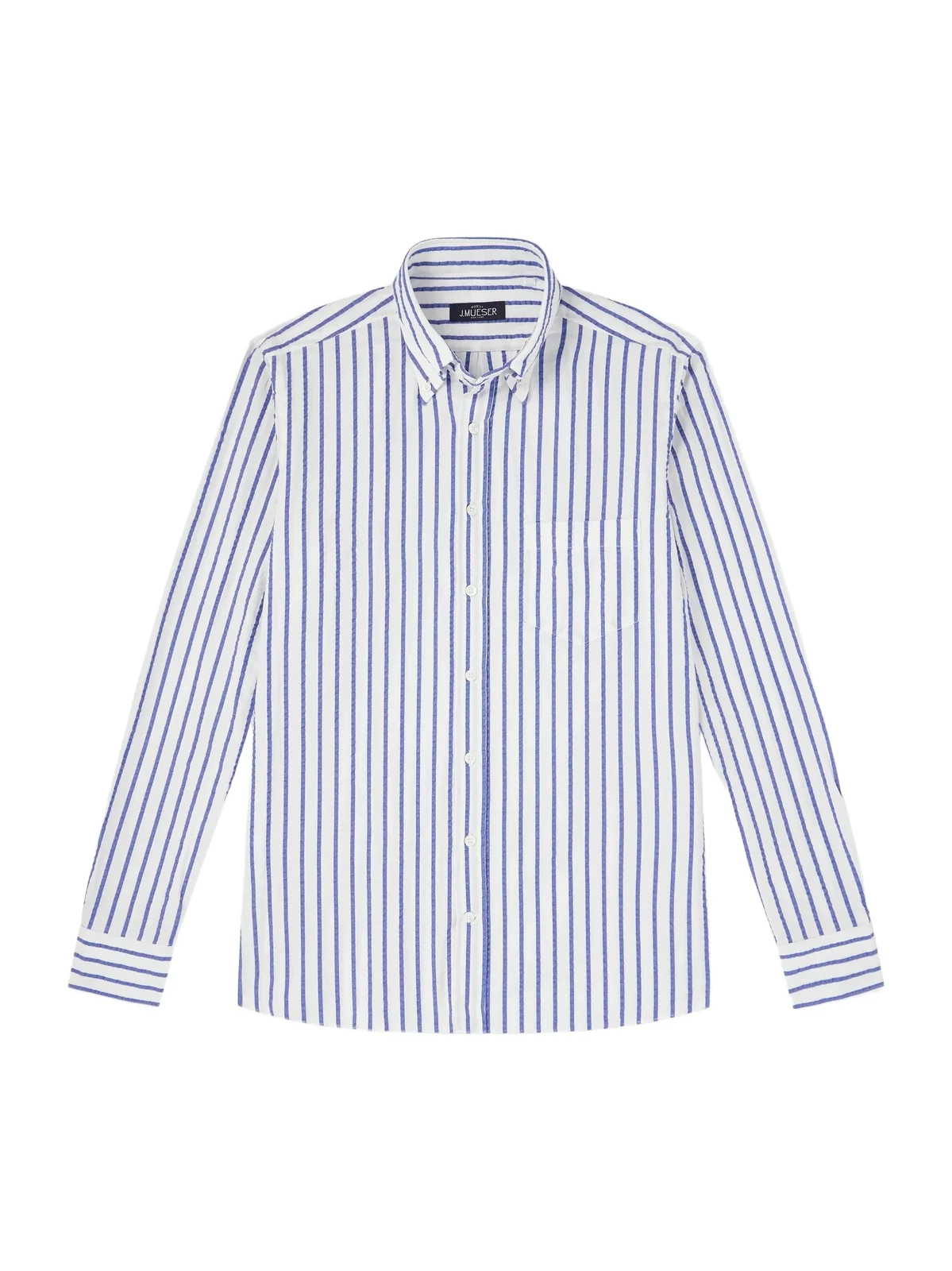 Button-Down Collar Striped Cotton-Seersucker Shirt - Men