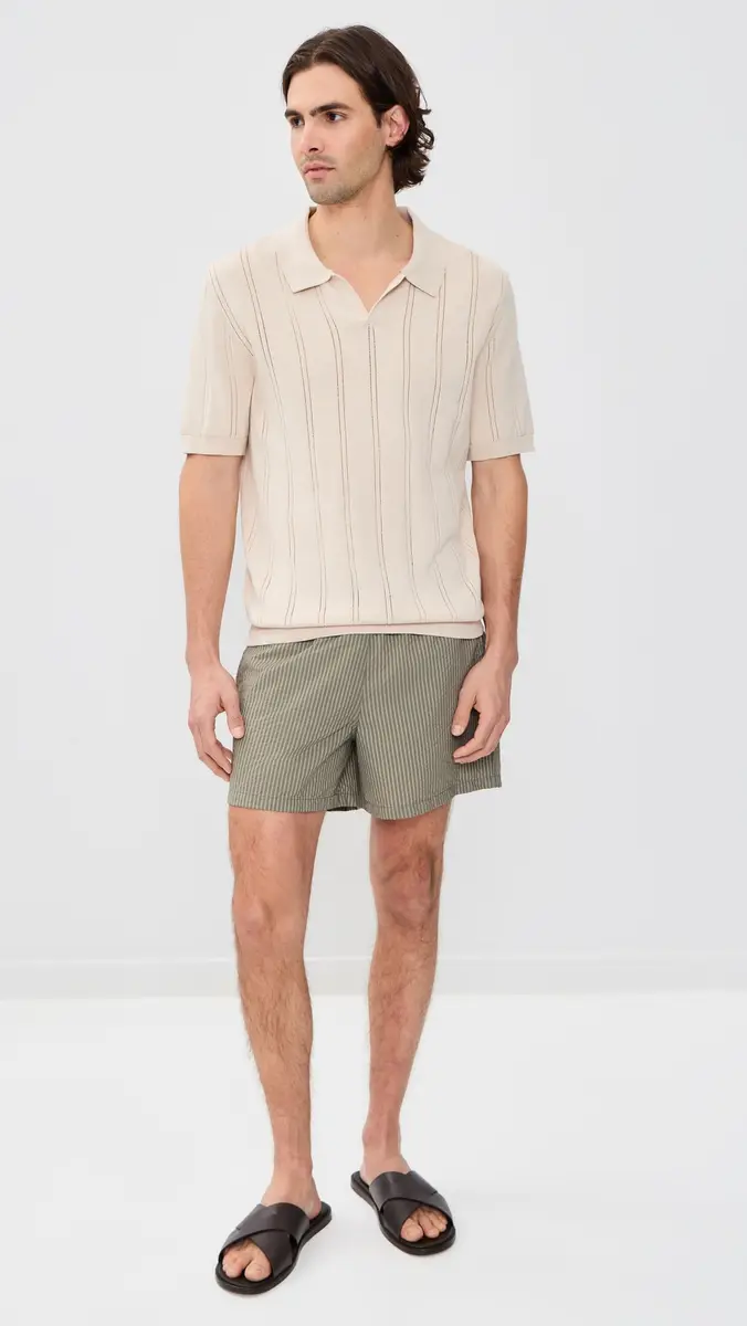 BATHER Fossil Seersucker Modern Swim Trunks 5 | Thumbnail 5