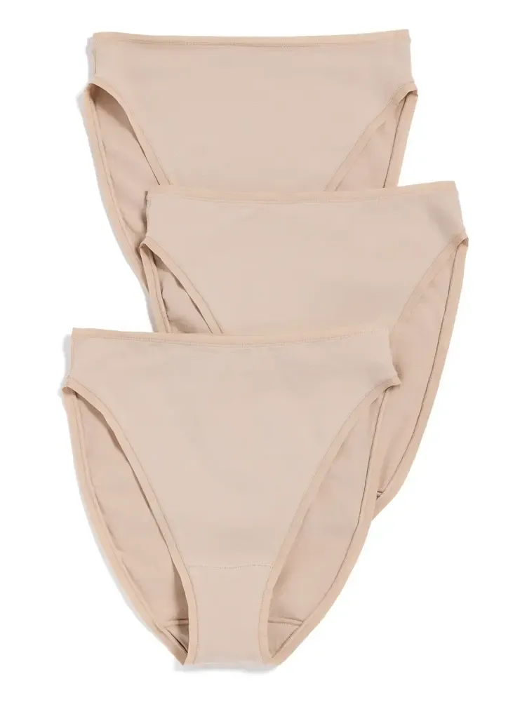 Natori Bliss Bare Cotton High Cut Briefs 3 Pack