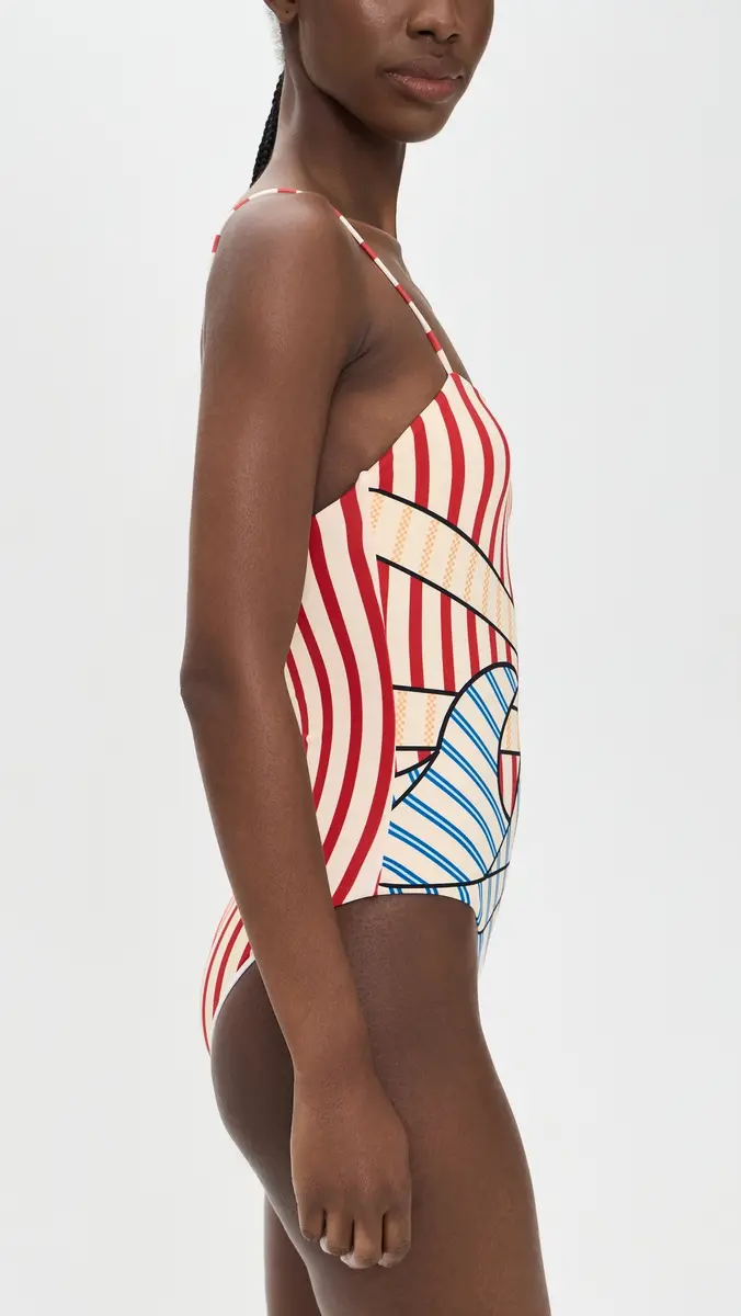 Farm Rio Navy Stripes Off-White One Piece | Thumbnail 4 Farm Rio Navy Stripes Off-White One Piece | Thumbnail 4