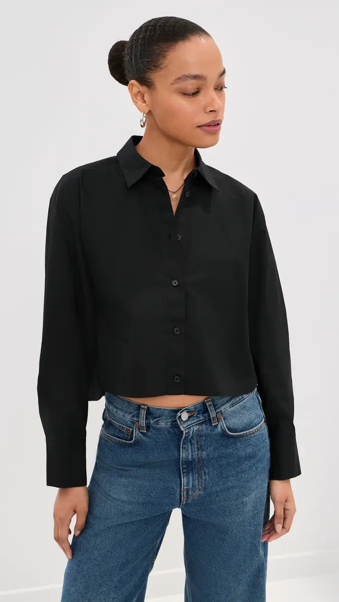 LE BOP Felicity Boxy Cropped Poplin Button Down Shirt | Thumbnail 2